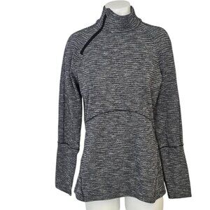 Lululemon Brisk Running 1/2 Zip Coco Pique Black White, Pullover, Long Sleeve